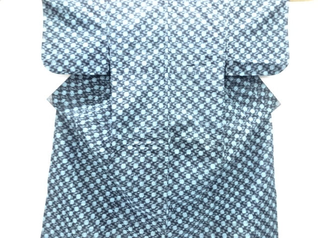 アンティーク　木綿備後絣抽象模様単衣着物